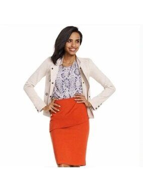 CAbi Overlay Pencil Skirt Women 6 Turmeric Career Office Work Academia Chic NEW